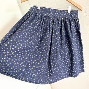 Vintage Handmade Mini skirt Pleated Coquette Navy Blue Kelly green Red Gold M